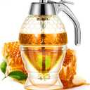 Boao Acrylic Honey Dispenser with Stand Comb Shaped Honey Pot, No Drip Syrup and Sugar Jar Pot with High Capacity Pourer Dispenser