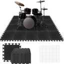 20 Pieces Sound Absorbing Interlocking Floor Mats, 11.8 x 11.8 x 0.4 inches High Density Felt Soundproof Pads Non-Slip Anti Vibration Puzzle Acoustic Blankets Piano Carpet Drum Rug, Black