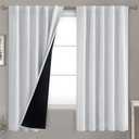 BGment Greyish White 100% Blackout Curtains 63 Inches Long with Noise-reducing Liner, Rod Pocket and Back Tab Double Layer Room Darkening Window Curtains for Bedroom, 2 Panels, Each 42 x 63 Inch