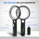 Magnifying Glass with 30 LED Lights, 10X 20X 45X Handheld Illuminated Lighted Magnifier with 1UV Light for Seniors Reading, Inspection, Coins, Jewelry, Exploring Light Magnifying Glass (Orange)