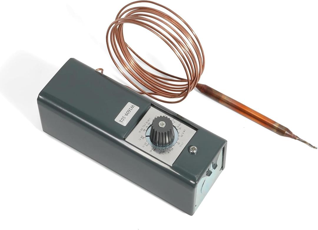 LEAPTREND W1609-101 Thermostat Temperature Controller Refrigeration Remote Bulb TH-1609, from -30 Degrees F to 90 Degrees F (-34 Degrees C to 32 Degrees C), 5 Ft Capillary