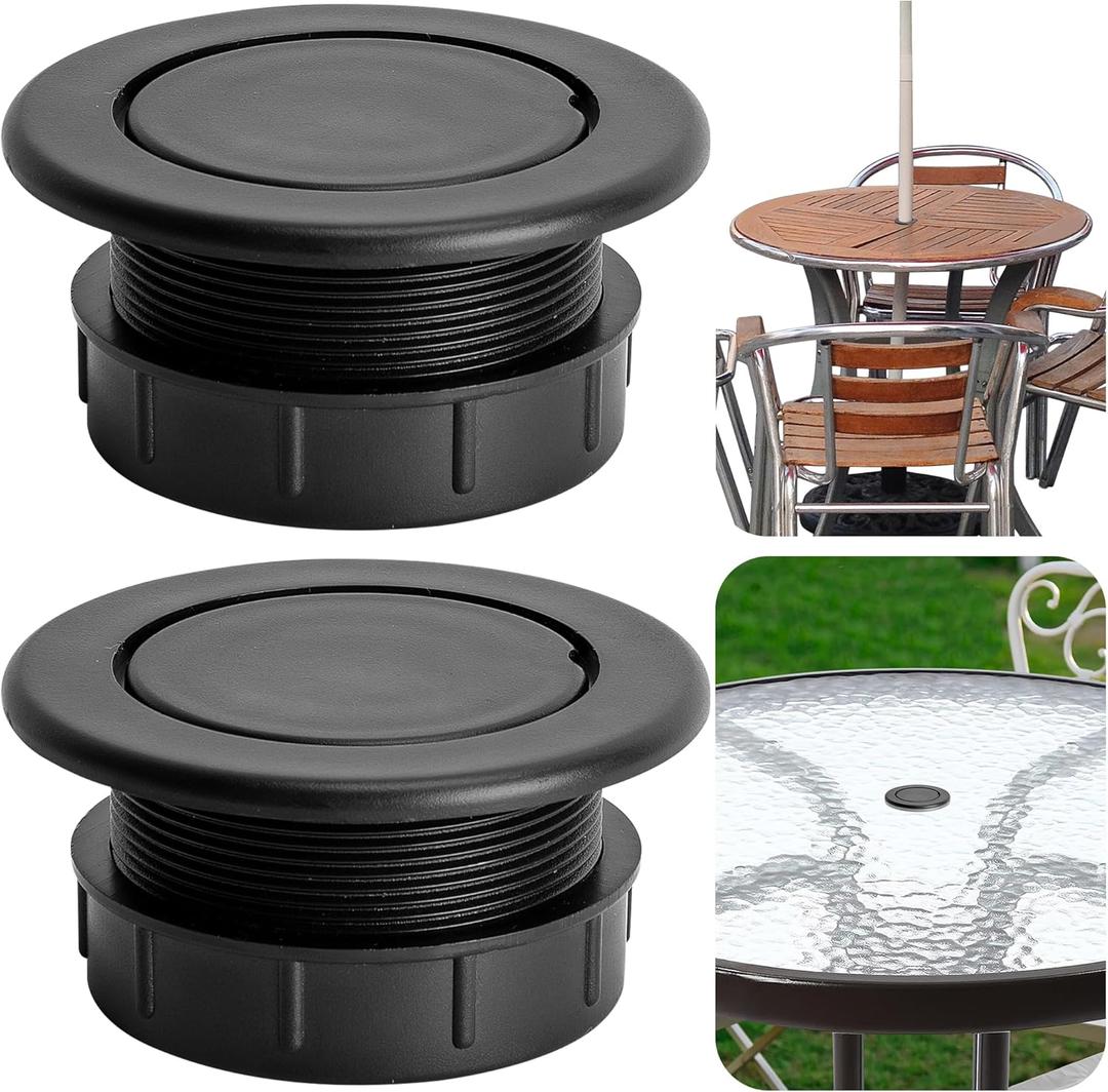 DECOHS 2 Pcs 2 Inch Parasol Umbrella Hole Ring Plug and Cap Set, Thicker Patio Table Hole Cover Insert, Deck Table Umbrella Holes Plug Replacement Parts for Outdoor Patio Table Garden Yard