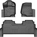 Mixsuper Floor Mats for Ford F150 SuperCrew 2021-2025 (Fit Rear Seat with Under-Seat Fold Flat Storage), All Weather Floor Liners for F150 Accessories,Durable 1st and 2nd Row Set Black
