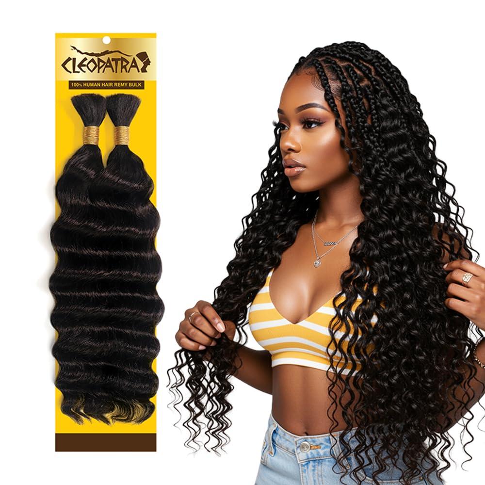 Human Braiding Hair for Boho Braids  Loose Deep Wave Boho Hair, No Weft, Natural Wave, Micro Braiding Hair, 100% Virgin Remy, 18 Inch 100g (1B Natural Black)