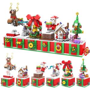 Christmas Building Blocks Set 6in1 Xmas Building Brick Toys 2025 Christmas Rotating Building Kits Santa/Reindeer/Christmas Tree Building Sets Gifts for Adults Teens Kids Girls Boys Ages 6+, 816PCS