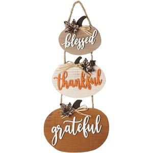 Fall Decorations for Home Thanksgiving Sign Blessed Thankful Grateful Autumn Home Decor Wooden Farmhouse Thanksgiving Decoration Indoor Harvest Signs