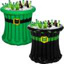 Bencailor 2 Pcs St. Patrick's Day Top Hat Cooler Shamrock Green Inflatable Cooler for Parties Saint Patricks Day Accessories Drink Containers for Beer Beverage Party Supplies Decorations Party Favor