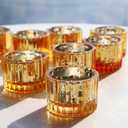 VOHO Gold Candle Holders for Wedding Dinner Party, Tealight Candle Holder Set of 12 for Table Centerpiece, Mercury Glass Candle Holder Gifts for Women (2x1.4 Inch, Mercury Golden)