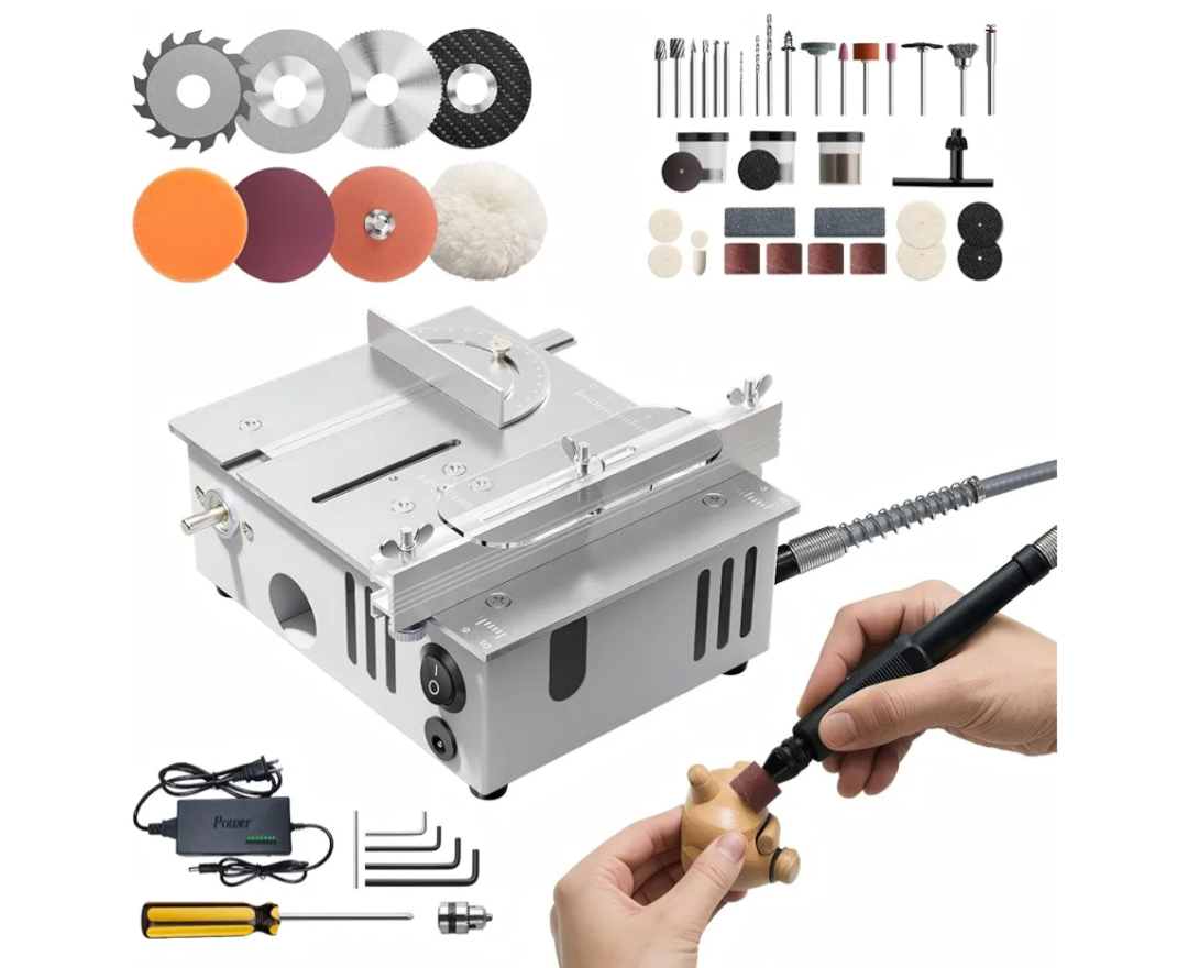 MIMYTH Mini Table Saw for Crafts, Multifunctional Portable Table Saws Adjustable Cutting Angle,Speed,SawDepth; Small Table Saw for Cutting, Grinding, Sanding All-in-one; Tablesaw