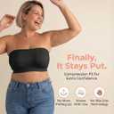 SHAPERMINT Strapless Bra, Wireless Non-Slip Bandeau, Convertible Straps, Molded Strapless Bras for Women S to Large Breasts (Black, XL)