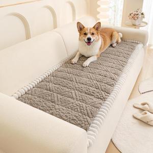 Vaukki Pet Couch Covers for Dogs, Washable Soft Dog Sofa Cover Protector, Non Slip Sofa Slipcover for 3 Cushion Couch, Fuzzy Sofa Pad Pet Friendly Dog Bed Mat for Couches (27.6''x82.7'', Coffee)