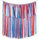 Handmade Red White Blue Ribbon Garland Banner, Pre-Strung Hanging Tassel Streamers for Parado Float, 4th of July Independence Day, Mermorise Day Decoration