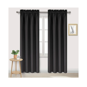DWCN Blackout Curtains for Bedroom – Thermal Insulated Room Darkening Drapes for Living Room, Black, W 42 x L 84 Inch, Set of 2 Rod Pocket Curtain Panels