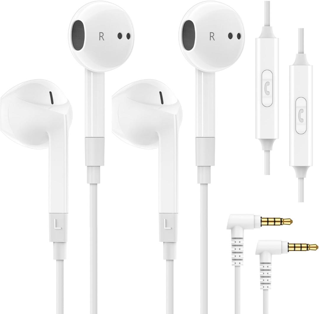 LUDOS FEROX 2 Pack Wired Earbuds in-Ear Headphones, Earphones with Microphone, Noise Isolation for 3.5mm Jack Ear Buds for iPhone, Samsung, Computer, Laptop, Kids, School Students