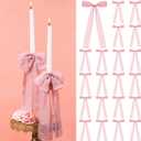 24 Pcs Christmas Tree Bows Candlestick Decoration Large Tie Bows Ribbon Gift Wrapping Coquette Decorations for Christmas Tree Wedding Party Baby Shower Decorations, 9.5 Inch(Pink)
