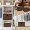 DAYARD Foldable Storage Boxes with Lids Linen Fabric Stackable Storage Bins Organizer Containers Baskets Cube with Cover for Closet Office Nursery, Coffee XL (20 x 14 x 12)
