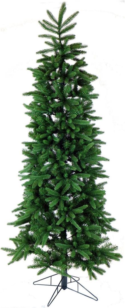 Fraser Hill Farm 9-Feet Unlit Carmel Pine Slim Green Artificial Christmas Tree, Realistic Foliage, Foldable for Easy Storage, Stand Included, Holiday Decor for Home, Office