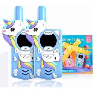 Unicorn Walkie Talkies for Kids,Toys Gifts for 3 4 5 6 7 8 9 Year Old Boys Girls,3 Channels 2 Way Radio Toy, 2 Miles Range for Outside, Camping, Hiking (Blue)