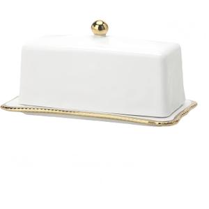 Ceramic Butter Dish with Lid Butter Container for Countertop & Fridge Storage, Elegant White Butter Saver Tray for East & West Coast Butter