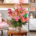 Giegxin 12pcs 10 x 8 Inches Cute Gingerbread Man Christmas Tree Picks 3D Gingerbread Christmas Decor with Sticks Cute Ornaments for Xmas Tree Topper Home School Office Garden Patio Winter Holiday (Pink)