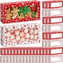Tenceur 48 Pieces Christmas Cookie Boxes with Window & Lid 12.5 x 5.5 x 2.5 Inch Red and White Snowflake Bakery Boxes Christmas Xmas Candy Treat Food Container for Xmas Gift Wrapping Party Favor