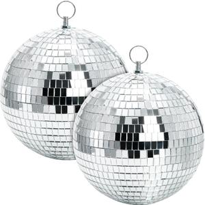 2 Pack Mirror Disco Ball, 7 Inch Cool and Fun Large Silver Hanging Disco Ball with Hanging Ring, Reflects Light, Party Favor, Christmas New Year Wedding Decor Festival Stage Prop