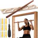 Leinuosen Doorway Pull-up Bar Sets Adjustable 5 Levels Wooden Doorway Pull-up Bar and 2 Door Frame with 6 Sets of Screw-in Heavy-duty Door-mounts to Fits 118cm