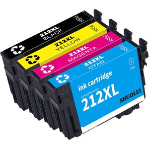 212XL Ink Cartridges High Capacity Black & Standard Color Combo Pack Remanufactured for 212 Ink Cartridges for XP-4100 XP-4105 Workforce WF-2830 WF-2850 Printer (4-Pack)