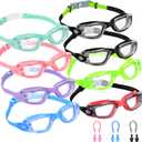 Fabbay 8 Pcs Swimming Goggles No Leaking Pool Goggles for Kid Adult UV Protection Swim Glasses Waterproof Nose Clip Earplug