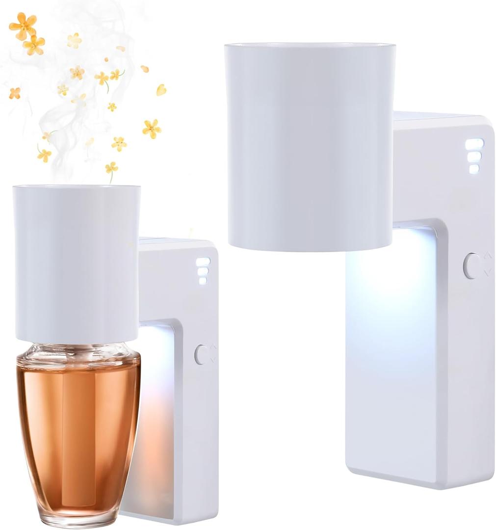 2 Pcs Wall Fragrance Plug in with Night Light Compatible with Bath and Body Works Wallflowers, with 3-Speed Adjustable Fragrance Essential Oil Diffuser for Home, White