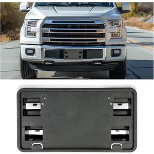 HECASA Front Bumper License Plate Bracket Compatible with 2015-2017 Ford F150 Replacement for FO1068165 FL3Z17A385A, License Plate Frame Mounting Holder Cover Textured Black Plastic