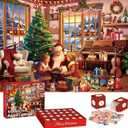Christmas Advent Calendar 2025 Jigsaw Puzzles - 27.6 in x 19.7 in Christmas Fireplace 1008 Pieces Holiday Puzzles for Kids and Adults, 24 Boxes Puzzle Countdown Calendar to Christmas Family Toys Gift