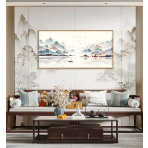 Neutral Landscape with Boat Wall Decor Nature Wilderness Modern Art