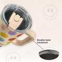 40 oz Leak-Proof Stainless Steel Insulated Tumbler with Smiley Face - Dual Drinking Lid & Portable Handle for Hot or Cold Drinks