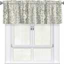Sage Green Valances for Windows Leaves Printed Kitchen Curtain Farmhouse Spring Short Curtains with Rod Pocket Design Light Filtering Polyester Valance 54 x 18 Inch, 1 Pack