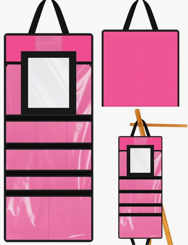 Beauty Bag for Dancer Dance Competition Accessory Storage Bag with Mirror for Multiple Cosmetic, Hair Accessories, Earrings, Gloves and Hair Pins