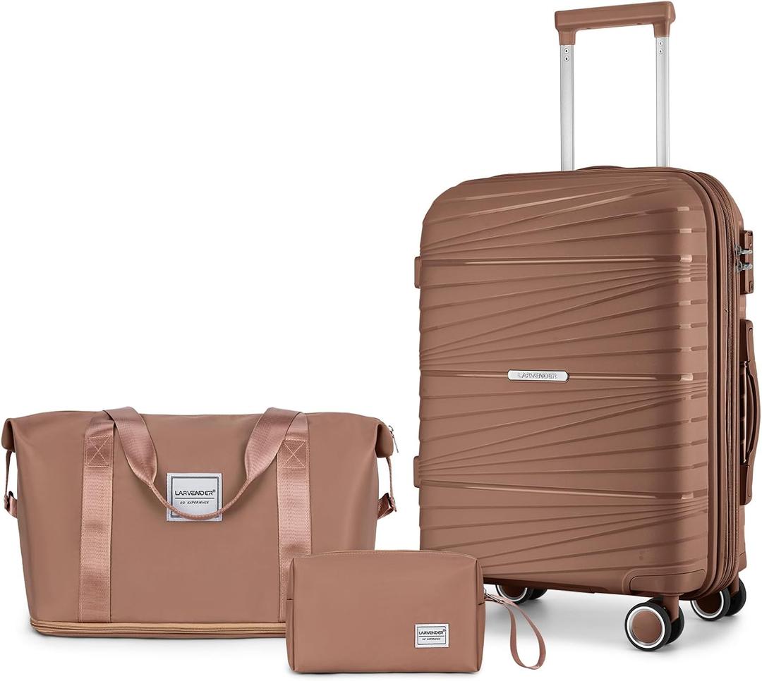 LARVENDER Carry On Luggage 22x14x9 Airline Approved, Suitcases with Wheels, 3 Piece Set