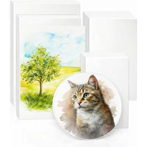 Dunzoom 100 Sheets Watercolor Paper Bulk 6 Sizes White Water Color Paper Cold Press 250 GSM Watercolor Artist Painting White Craft Art Supplies 9'' x 12'' 8'' x 10'' 8''x8'' 6''x 6'' 5''x7'' 4''x6''