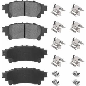 Rear Ceramic Disc Brake Pads Set for Lexus GS200t GS350 GS450h IS200t IS250 IS300 IS350 RX350 RX450h RC200t RC300 RC350 2014-2017, for Toyota Sienna Prius V Highlander Mirai 4PCS (With Hardware)