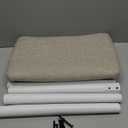 IBUYKE Saddle Cushion Vanity Stool Chair, Foot Rest Stool with Solid Wood Legs, Modern Vanity Bench Ottoman for Piano, Upholstered Seat for Bedroom, Entryway, White Legs&Light Linen WBD007WY