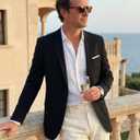 Beninos Mens Blazer Jacket Slim Fit Casual One Button Sport Coats (Black, M)