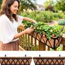 LaLaGreen Deck Railing Planter Boxes (30 Inch, 2 Pack) Wall Hanging Planters for Outdoor Plants, Black Metal Rectangular Window Flower Box with Coco Liner, Horse Trough Rail Fence Porch Patio Decor