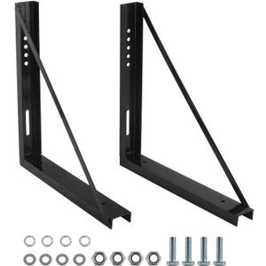 2 PCS 24 x 24 Inch Black Welded Structural Steel Mounting Brackets for Truck Trailer Underbody Tool Boxes with Screws Spacers and Sleeves