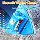 Double-Sided Window Cleaner Glass Wiper Magnetic Cleaning Tools, 5-Gears Adjustable Magnetic Glider Washing Brush Tools, for High-Rise Double Thick Glazed Windows Thickness 0.3"-1" (Blue)