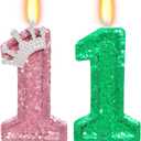 Pink and Green Birthday Number Candle, Wizard Birthday Number Candle, Cake Topper Decoration for Birthday Party Decorations (Number 11)