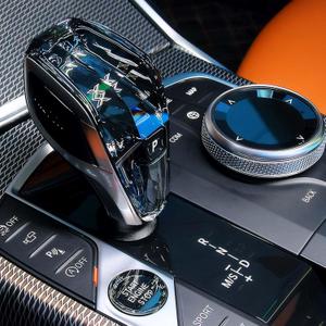 MH 4-Piece Crystal Shift Knob Handle (LHD) Accessories with Orange LED Light X - for BMW X3 X5 X6 X7 G01 G02 G08 G05 G06 G16 G29 i4 ix3/Z4 Series