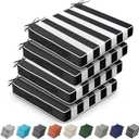 Leinuosen 4 Pcs Patio Cushion Covers 19'' x 19'' x 3'' Outdoor Cushion Covers Replacement Waterproof Slipcover Furniture Protectors with Zipper Ties Handle, Cover Only(Black Cabana Stripe)
