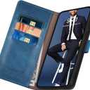 SUANPOT Compatible with iPhone 16 Pro Max 6.9" Wallet case with RFID Blocking Credit Card Holder,Flip Book PU Leather Protective Cover Women Men for Apple 16 Pro Max Phone case Sky Blue