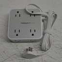 Surge Protector Flat Extension Cord Flat Plug Power Strip, 8 AC Outlets, 3 USB Charger(1 USB C Port) 3-Sided Outlet Extender, 5 Ft, 900 Joules Protection, Office Supplies, Dorm Room Essentials, Grey