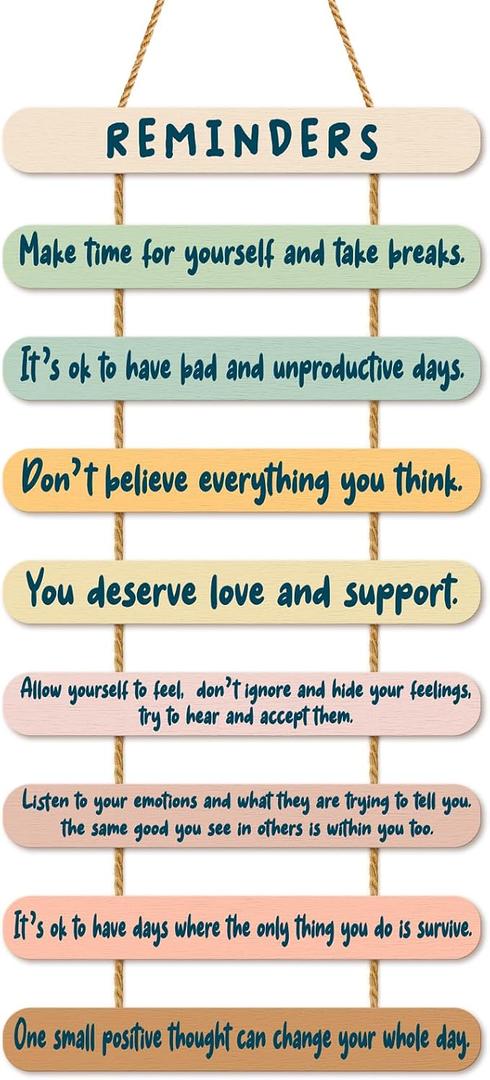 Inspirational Wall Decor Signs for Office Home, Positive Affirmations Gifts Little Reminders Plaques for Friends Coworkers, Mental Health Psychology Wooden Hanging Wall Art Decor